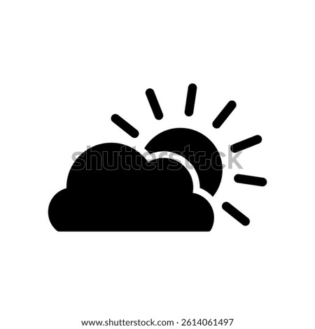 Vector icon illustration with sun behind clouds