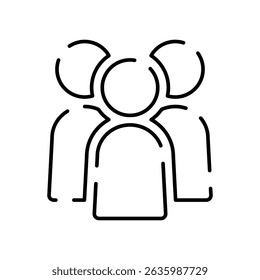 Vector icon illustration of three people. Color is black.
