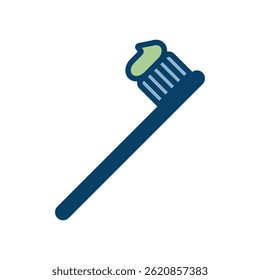 Vektorsymbol einer Zahnbürste mit Zahnpasta.
