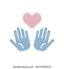 Ilustración de icono de Vector de dos manos y un corazón.