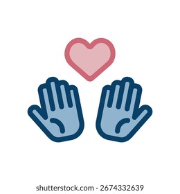 Ilustración de icono de Vector de dos manos y un corazón.