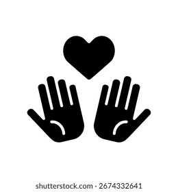 Ilustración de icono de Vector de dos manos y un corazón.
