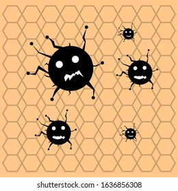 Vector icon illustration of various viruses
