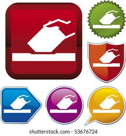 Vector icon illustration of vote over diverse buttons. Only global colors. CMYK. Easy color and proportions changes.