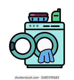 Vector icon illustration of a washing machine