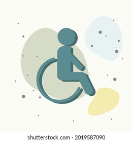 Vector icon illustration Wheelchair icon on multicolored background.