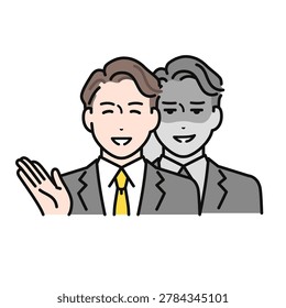 Vector icon illustrations of a shady con artist