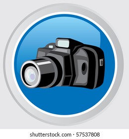 Vector icon. Image of black professional camera