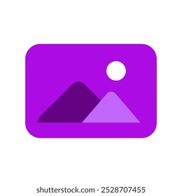 Vektorsymbol, Bildergalerie violett, einzeln auf weißem Hintergrund. Bildsymbol. Foto-App-Symbol. Galeriesymbol. Bildergalerie