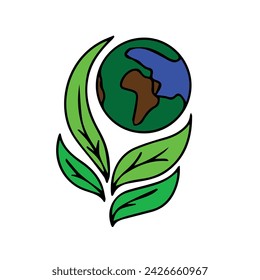 vector icon image of the go green or reforestation movement, planting green plants.
