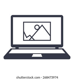 vector icon image information. drawing on the laptop screen.