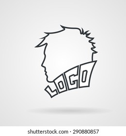 Vector icon with the image of the male profile. Logo