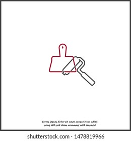 Vector icon image Paint roller and Paint brush on white isolated background.on white isolated background.