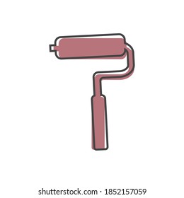 Vector icon image Paint roller  cartoon style on white isolated background.