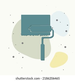Vector icon image Paint roller on multicolored background. Layers grouped for easy editing illustration. For your design.