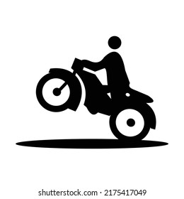 vector icon image of person riding a motorcycle standing style.
on a white background.
simple vector illustration design.