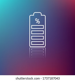 Vector icon. Image of a power battery. White line icon. Color background.