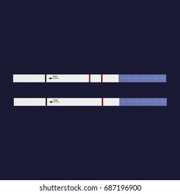 Vector icon image of a pregnancy test. Positive test and negative