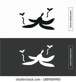 Icono del vector. Imagen de la piel de un plátano. Imagen de desperdicio de comida.
