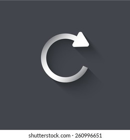 Vector icon. Imitation metal on a dark background "replay"