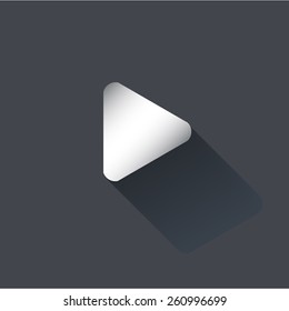 Vector icon. Imitation metal on a dark background "play"