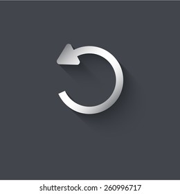 Vector icon. Imitation metal on a dark background "back"