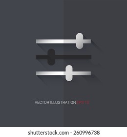 Vector icon. Imitation metal on a dark background "setting"