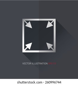 Vector icon. Imitation metal on a dark background "screen size"