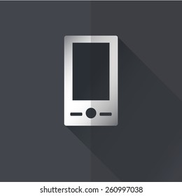 Vector icon. Imitation metal on a dark background 'phone'