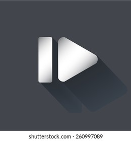 Vector icon. Imitation metal on a dark background "next"