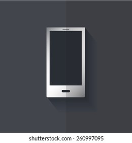 Vector icon. Imitation metal on a dark background 'phone'