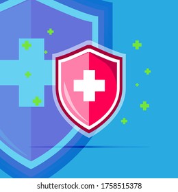 Vector icon of the immune system. surrounded by the immune system. Protection of health bacterial viruses. Prevention of human germs medically.

