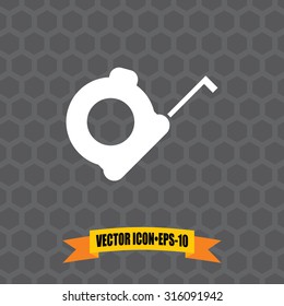 Vector Icon of Inch Tape on Dark Gray Background. Eps.10.