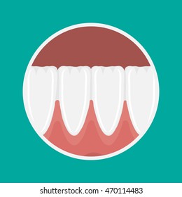 Vector icon incisors and mandibular teeth gums.