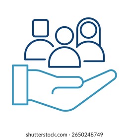 Vector icon of Inclusivity – Diverse Group of People Representing Equal Access to AI Technology. Black Outline.