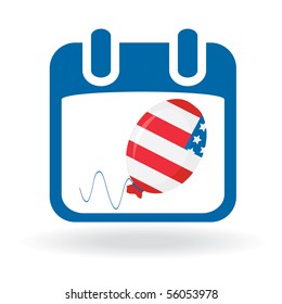 Vector icon: Independence Day - Calendar with balloon