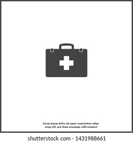 Vector icon indicates the presence of first-aid. Doctor. First Aid Kit. Vector icon illustration on white isolated background.