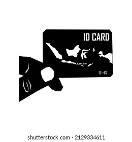Vector Icon of Indonesian Identity Card, Personal ID Card in hand, KTP icon. logo concept illustration in trendy style. Suitable for various purposes.