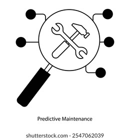 Icono de Vector para Industrial Analytics. Herramientas de mantenimiento que muestran la llave inglesa y la visualización de datos.