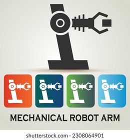 Vector Icon of an Industrial Mechanical Robot Arm