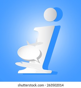 Vector icon info sign of airplane information on blue background