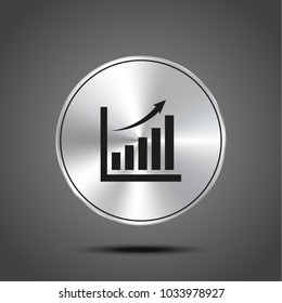 vector icon infographic, chart metallic isolated on dark background