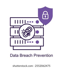 Ícone de vetor para segurança das informações. Inclui criptografia e elementos de proteção para proteger contra violações.