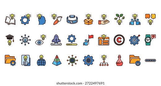 Icono de Vector de los iconos de la innovación fijados con el elemento del símbolo