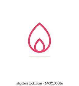 Vector Icon for Installing Plumbing Company Flame and Water Drip