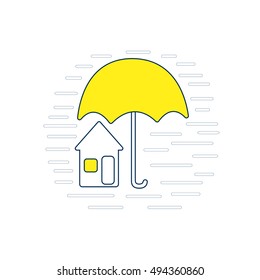Vector icon of insurance house. Concept of security of property. Isolated illustration
