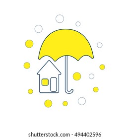 Vector icon of insurance house. Concept of security of property. Isolated illustration