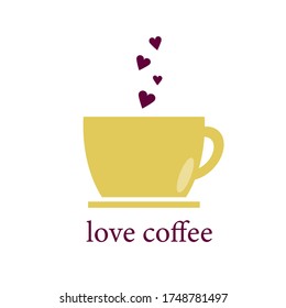 icono vector para Internet. logotipo para empresas. taza de café con corazones para café y menú.
