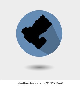 Vector icon into flat style as a digital SLR camera and shadows