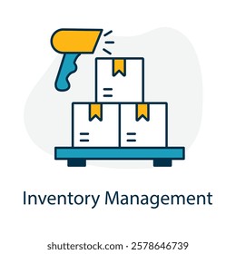 Vector icon for inventory management in e-commerce platforms. Highlights stock tracking, product organization, and resource allocation.